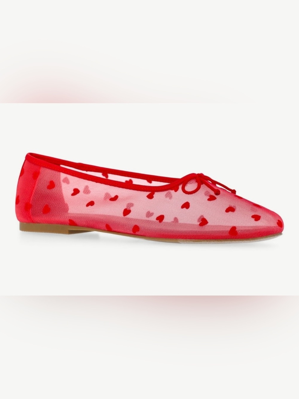 NWT no boundaries Red Heart-Print mesh Ballet Flat women’s 9